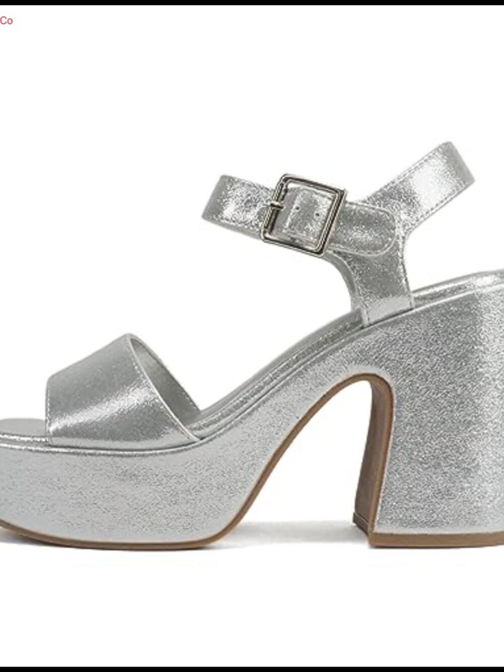 Faux Leather Platform Chunky Block Heel Open Toe Ankle Strap Sandal